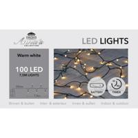 Kerstverlichting - warm wit - 750 cm - 100 led lampjes - zwart snoer - op batterijen - thumbnail