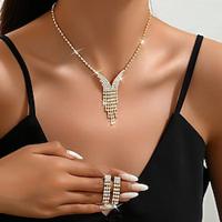 Bruidssieradensets 2 Strass Gesimuleerde diamant 1 Ketting Oorbellen Dames Klassiek Zoet Schattig Kwastje Liefde Kostbaar Sieraden set Voor Bruiloft Lahja Lightinthebox - thumbnail