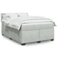 Boxspring met matras fluweel lichtgrijs 140x190 cm