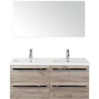 Seville Badmeubelset 120 cm - 4 Laden Craft Oak - Wastafel Djazz Dubbel met Spiegel