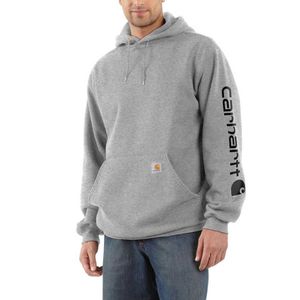 Carhartt Midweight Sleeve Logo Hooded Sweatshirt Heather Grey Heren