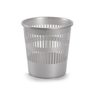 Afvalbak/vuilnisbak plastic zilver 28 cm - Prullenmanden - thumbnail