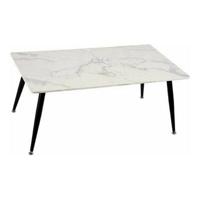 Hoofdtafel Wit Zwart Marmer Metaal Melamine Hout MDF 60 x 110 x 45 cm