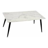 Hoofdtafel Wit Zwart Marmer Metaal Melamine Hout MDF 60 x 110 x 45 cm