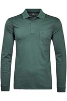 RAGMAN Soft Knit Regular Fit Poloshirt lange mouw mos, Effen - thumbnail