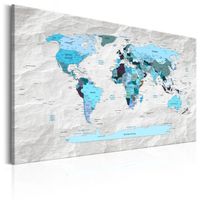 Schilderij - Wereldkaart , Blauwe Continenten