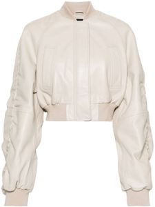 PINKO veste bomber crop en cuir - Tons neutres