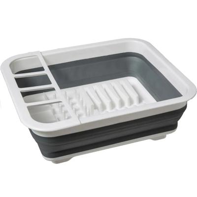 5Five Afdruiprek - afwasrek - opvouwbaar - wit/grijs - rechthoek - 36,5 x 14 cm - kunststof