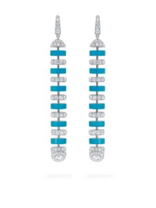 David Morris boucles d'oreilles en or blanc 18ct pavées de diamants - Bleu