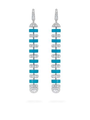 David Morris boucles d'oreilles en or blanc 18ct pavées de diamants - Bleu