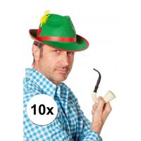 10x stuks Oktoberfest Tiroler feest hoedjes groen 10x stuks Oktoberfest Tiroler feest hoedjes groen