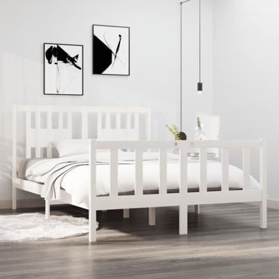 Bedframe massief hout wit 135x190 cm