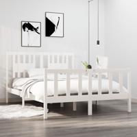 Bedframe massief hout wit 135x190 cm