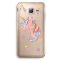 Roze eenhoorn: Samsung Galaxy J3 (2016) Transparant Hoesje - thumbnail