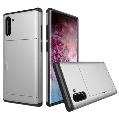 Schokbestendig robuuste Armor beschermende case met kaartsleuf voor Galaxy Note 10 (zilver)