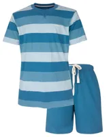 M.E.Q. Heren shortama katoen - Blue summer stripe