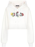 Dolce & Gabbana hoodie crop à logo floqué - Blanc - thumbnail