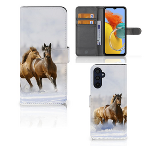 Samsung Galaxy M14 Telefoonhoesje met Pasjes Paarden