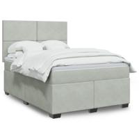 Boxspring met matras fluweel lichtgrijs 140x200 cm