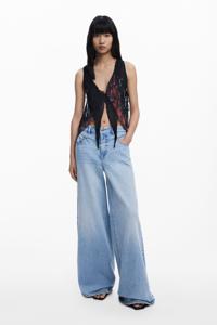 Asymmetrische chiffon blouse - BLACK - S