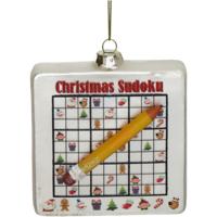 Ornament Sudoku bord glas Rood 9.5cm HD Collection - Hd collection
