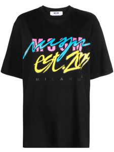 MSGM t-shirt en coton à texte imprimé - Noir