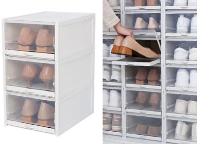 3 Fedec Stapelbare Schoenenorganisers - Schoenen opbergboxen - Transparant