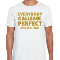 Foute party t-shirt voor heren - I am perfect - wit - glitter goud - carnaval/themafeest Foute party t-shirt voor heren - I am perfect - wit - glitter goud - carnaval/themafeest