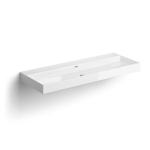 Clou New Wash Me Wastafel 110x42x8 cm Met 3 Voorbewerkte Kraangaten Glanzend Wit Keramiek Clou