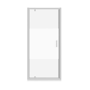 Luca Varess Vidor douche draaideur 90 x 190 cm helder glas met matte strook glans chroom profiel