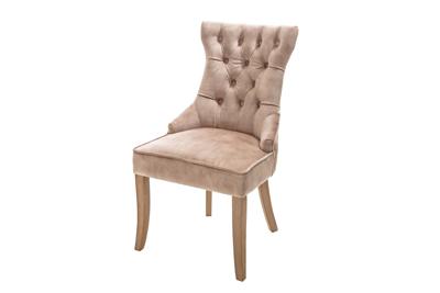 Stoel CASTLE met comfortabele handgreep fluweel koffie in landelijke stijl - 40468