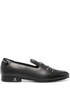 Philipp Plein mocassins Skull & Bones en cuir - Noir