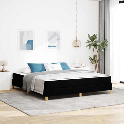 Boxspring bed Zwart, Bruin 180 x 200 cm Stof, Engineered Hout
