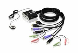 ATEN 2-poorts USB HDMI-/audiokabel KVM-switch met externe poortselectieschakelaar