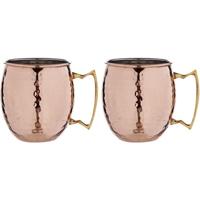 Cosy & Trendy Cocktailglazen Moscow Mule - 2x - gehamerd koper - 450 ml - Cocktailglazen