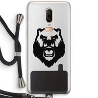 Angry Bear (black): OnePlus 6 Transparant Hoesje met koord