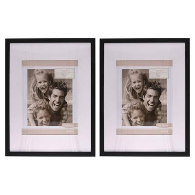 Fotolijstje Paris - 2x - 30 x 40 cm - zwart - met passe partout - 22 x 28 cm - hout