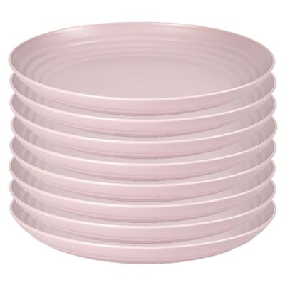 Rond bord/camping bord - 8x - D22 cm - lichtroze - kunststof - onbreekbaar