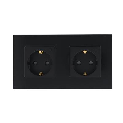 Rome Smart Touch zwart-glas dubbel LED stopcontact combinatie compleet