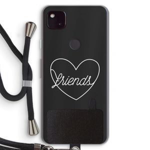 Friends heart pastel: Pixel 4a 5G Transparant Hoesje met koord