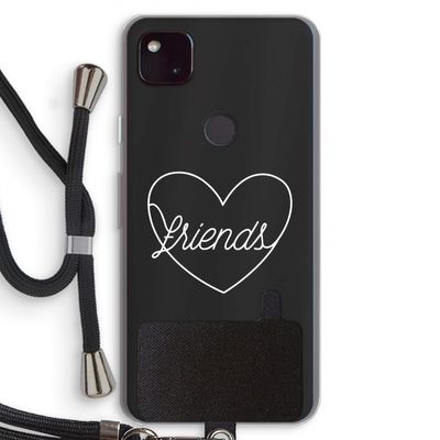 Friends heart pastel: Pixel 4a 5G Transparant Hoesje met koord