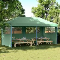 VidaXL Partytent inklapbaar pop-up met 3 zijwanden groen VidaXL Partytent inklapbaar pop-up met 3 zijwanden groen