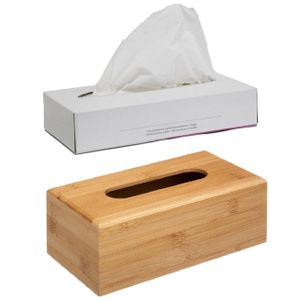 Tissuedoos/tissuebox bruin 25 x 13 x 8,5 cm van bamboe hout met vulling