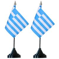 Vlag Griekenland tafelvlaggetjes - 6x stuks - 10 x 15 cm vlag - met zwarte standaard - versiering