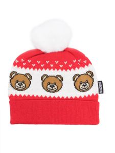 Moschino Kids bonnet en maille intarsia - Rouge