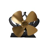 YL201 4-Blade hoge temperatuur metalen warmte aangedreven open haard kachel fan (goud)