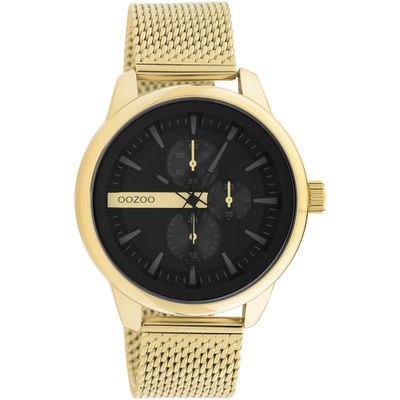 OOZOO C11017 Horloge Timepieces staal goudkleurig-zwart 45 mm