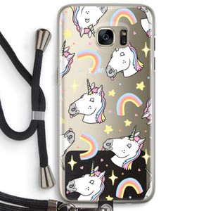 Rainbow Unicorn: Samsung Galaxy S7 Edge Transparant Hoesje met koord