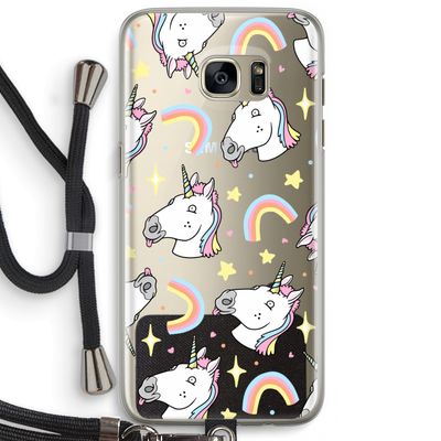 Rainbow Unicorn: Samsung Galaxy S7 Edge Transparant Hoesje met koord