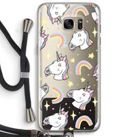 Rainbow Unicorn: Samsung Galaxy S7 Edge Transparant Hoesje met koord